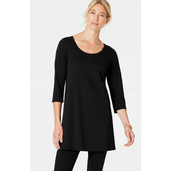 Pure J. Jill Ballet Sleeve Thigh Length Tunic Black 3/4 Sleeve Size Small Tall - Picture 1 of 10